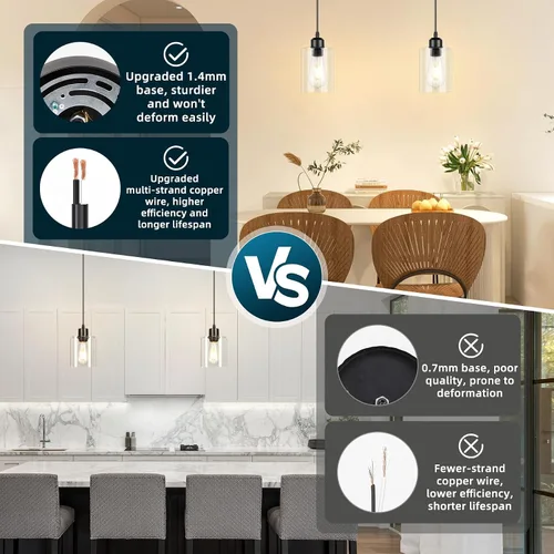 Miniatura 5 de CANMEIJIA Moderna lámpara colgante negra de granja con pantalla de vidrio, iluminación colgante industrial, luces de isla para cocina, accesorios