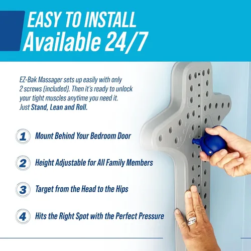 Miniatura 4 de EZ-Bak Masajeador – Masaje de bola de rodillo montado en la pared para tejido profundo, nudos musculares y puntos gatillo – Rodillo de terapia