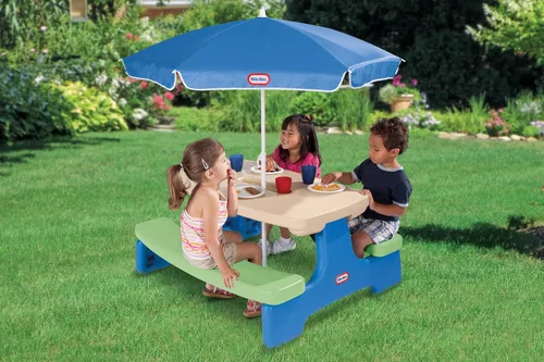 Miniatura 4 de Little Tikes Mesa de picnic con paraguas fácil de guardar, Multicolor