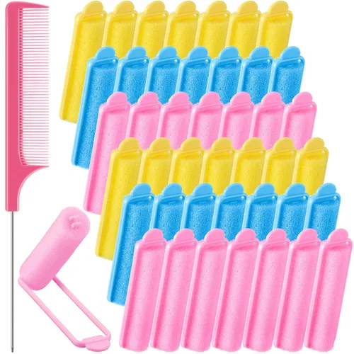 Miniatura 11 de Syhood 43 piezas rodillos de esponja de espuma para cabello para mujeres, rizadores suaves para dormir de 0.59 pulgadas, herramienta de rizadores