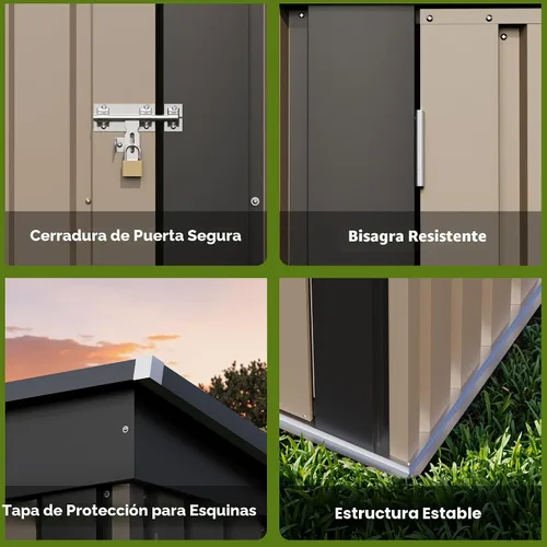 Miniatura 5 de Patiowell Cobertizo de almacenamiento al aire libre de 5 x 3 pies, cobertizo de herramientas con techo inclinado y puerta con cerradura, cobertizo