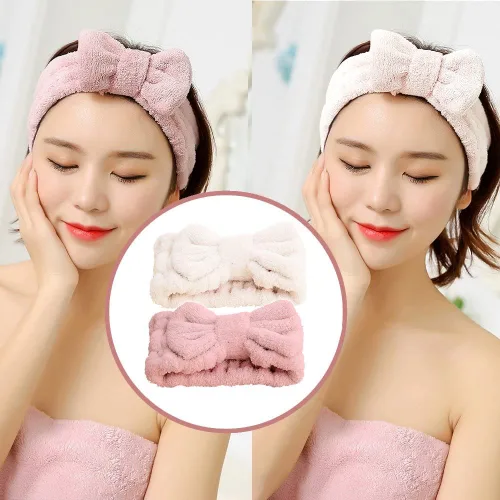 Jseng Pajarita de microfibra para mujer, extramado suave y ultra absorbente, cómoda de lavar, maquillaje, ducha, cuidado de la piel, spa, banda beige