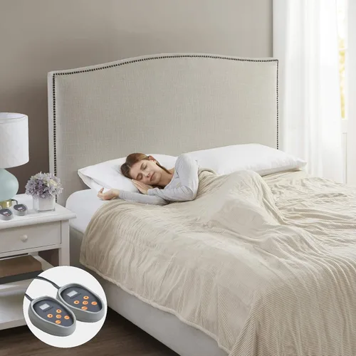 Beautyrest - Manta eléctrica de micro vellón ultra suave con textura acanalada de lujo, cubierta acogedora y reconfortable para climas fríos,