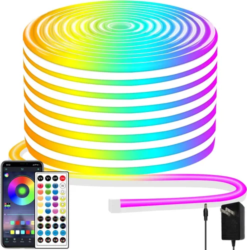 Miniatura 10 de Tira de luces LED de neón, tira de luces LED alimentada por USB de 3.3 pies, tira de luces de cuerda LED de 5V con sincronización de música y cambio