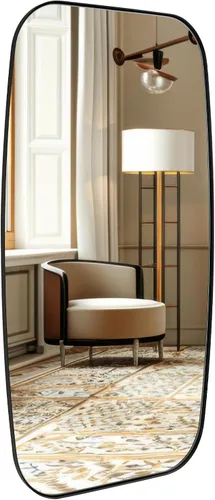 Miniatura 60 de ANDY STAR - Espejos ovalados negros para baño, espejo grande de 24x36 pulgadas con marco de metal negro mate oblongo para pared, espejo moderno