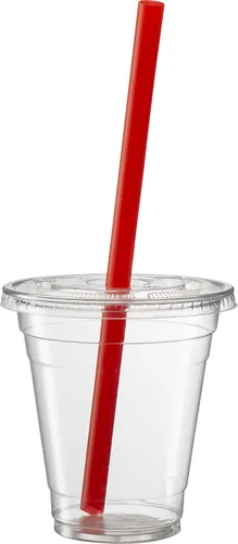 Miniatura 8 de ELEGANT DISPOSABLES Vasos de PET transparentes con tapas planas para café helado (12 onzas)