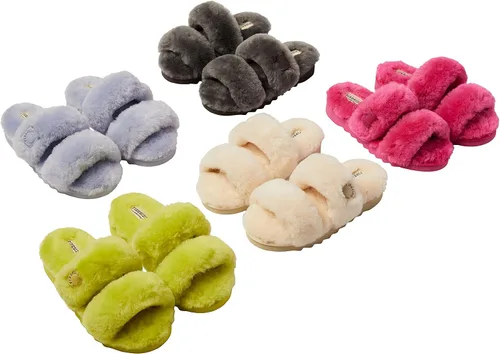 Miniatura 2 de Dearfoams Fireside Benalla - Pantuflas de piel de oveja de doble banda fácil de poner y quitar para mujer