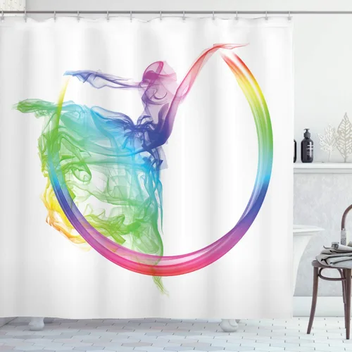 Miniatura 9 de set de cortina para baño decorativa de tela de poliéster con ganchos