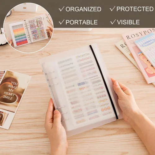 Miniatura 2 de 1 pieza Álbum de almacenamiento de pegatinas A5, libro de organización de pegatinas para coleccionar, carpeta con fundas para stickers, organizador
