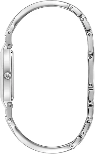 Miniatura 2 de Bulova Reloj clásico de cuarzo de 2 manecillas de acero inoxidable con esfera de diamante para mujer con nácar negra en esfera rectangular