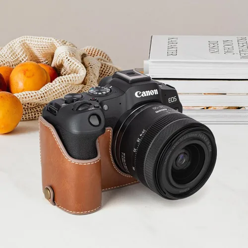 Miniatura 7 de MUZIRI KINOKOO Funda para cámara Canon EOS R8/RP DSLR, estilo retro funda protectora de piel sintética con agarre de mano y diseño inferior de Marrón