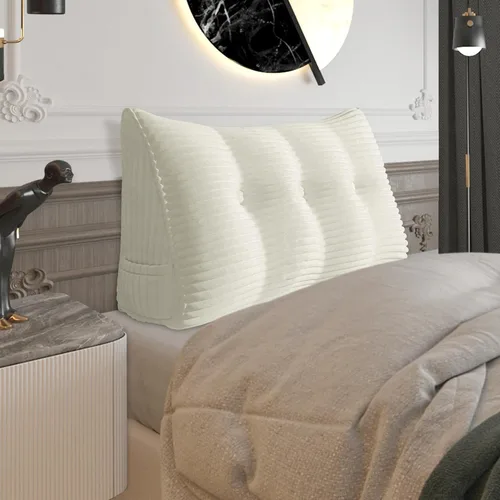 Miniatura 22 de Almohada de cabecera gruesa totalmente rellena individual XL, cabecero acolchado de dormitorio, soporte suave y firme, cojín grande triangular, Azul