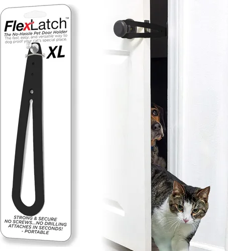 Miniatura 12 de FlexLatch Pestillo de puerta para gatos - Pestillo de puerta para gatos extragrande, alternativa a la puerta de gato, se instala rápidamente, correa