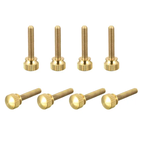 Miniatura 6 de uxcell 2 tornillos moleteados para el pulgar, pernos de hombro de latón M5x8mm, perillas de agarre escalonadas para PC, electrónicos, mecánicos