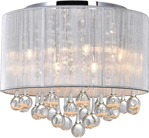 Miniatura 8 de CWI Lighting Water Drop - Marco cromado de montaje empotrado de 10 pulgadas y pantalla blanca con gotas de cristal