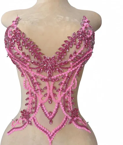Miniatura 10 de Parches de encaje con cuentas a mano, disfraces, apliques con cristales de diamantes de imitación para manualidades, protege bodas, fiestas