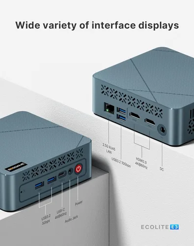 Miniatura 5 de BOSGAME Mini PC E3 Neo, Alder Lake N95 Mini computadoras USB-C con todas las funciones, RAM DDR4 de 16 GB, SSD NVMe de 512 GB, pantalla triple 4K