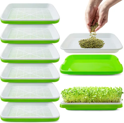 Paquete de 6 bandejas de germinación de semillas con orificios de drenaje, kit de bandeja de germinación de semillas sin BPA, kit de cultivo de