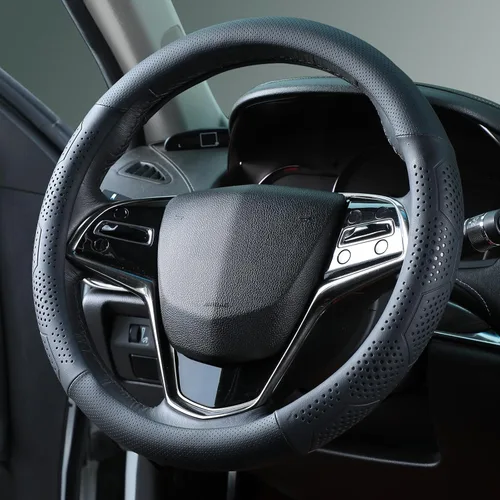 Yangday Funda de cuero para volante de automóvil para Toyota RAV4, Corolla Camry Highlander, 14.5-15 pulgadas, funda para volante de automóvil con