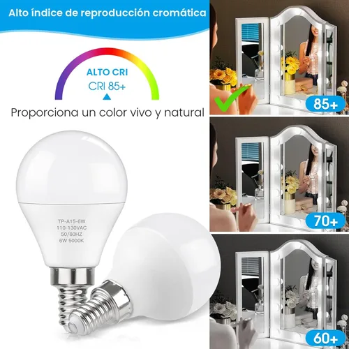 Miniatura 9 de MAXvolador Bombillas LED E12 Equivalente a 60W Luz de Día Blanca 5000K para Ventilador de Techo, 600LM CRI 85+ Bombillas Candelabro Base Pequeña, 6W