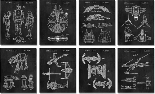 ArtCantHurtU Regalos de Star Wars para hombres, 8 impresiones artísticas de pared (8 x 10) para niños y mujeres, baño, dormitorio, decoración del