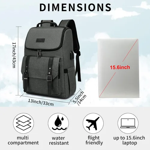 Miniatura 4 de Mochila de trabajo para laptop para mujeres y hombres, mochila de viaje de 15.6 pulgadas, elegante mochila para profesores, mochila casual
