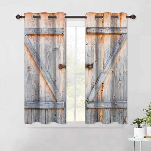 Miniatura 46 de Cortinas rústicas para ventana de puerta de granero, puerta de madera gris, puerta de garaje, tratamiento de ventana para sala de estar, dormitorio
