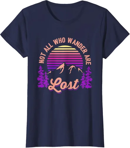 Miniatura 30 de Not All Who Wander Are Lost Vintage Mountains - Camiseta de senderismo, Negro, S