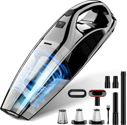 Upbooz Aspiradora de Mano Inalámbrica Recargable Portátil para Coche, Succión Potente de 7500Pa Aspiradora Mini de Mano, 670ML de Capacidad Ligera