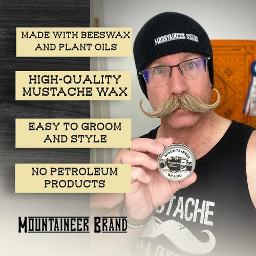 Miniatura 6 de Cera de bigote de marca Mountaineer, natural, sin residuos, clara y fácil de usar, 2 oz de estaño, Original