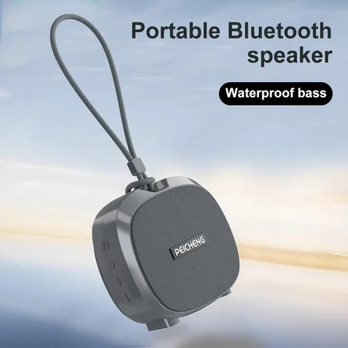 Miniatura 3 de PEICHENG Altavoz, pequeño altavoz portátil Bluetooth inalámbrico IPX5 impermeable para ducha, sonido estéreo fuerte, graves profundos, par TWS, Gris