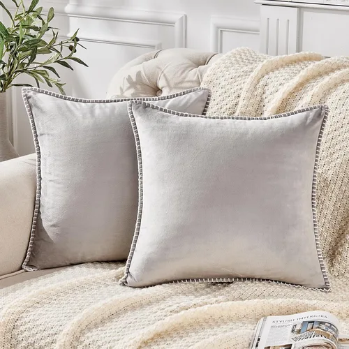 GAWAMAY Juego de 2 fundas de almohada decorativas de terciopelo suave de 16 x 16 pulgadas con felpilla adge, funda de cojín cuadrada de otoño para