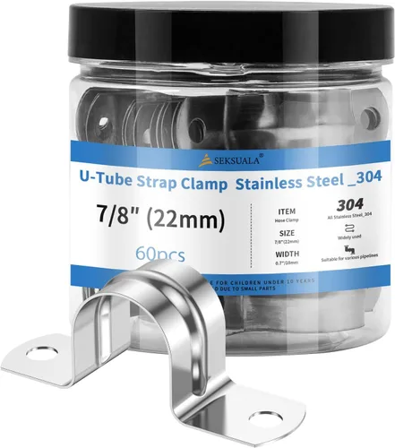 Miniatura 11 de 24 Piezas Abrazaderas de Conducto de Acero Inoxidable 304 de 1 1/4 Pulgadas (32mm), Abrazadera de Correa de Tubo en U de 2 Agujeros Soporte en U