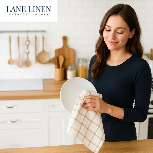 Miniatura 8 de LANE LINEN Juego de 6 paños de cocina de algodón para secar platos, 18 x 28 pulgadas, absorbentes, de secado rápido, color beige 07: Amarillo