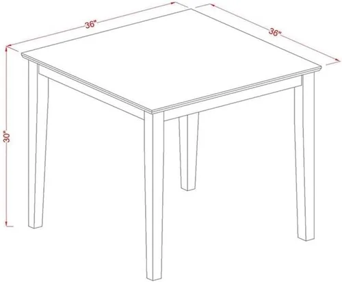 Miniatura 5 de East West Furniture OXBO3-LWH-LC - Juego de mesa de comedor moderno de 3 piezas que contiene una mesa cuadrada de madera y 2 sillas de comedor