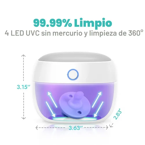 Miniatura 4 de Papablic Desinfectante portátil para chupete, estuche desinfectante con luz UV sobre la marcha para la salud del bebé, mini caja desinfectante