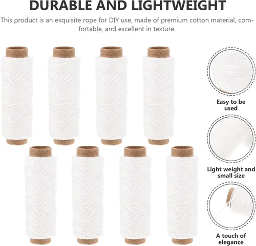 Miniatura 2 de Kichvoe Cordel de cocina 8 rollos de cuerda de algodón para panaderos, cuerda de algodón blanco, cuerda de cocción para atar carne, hacer