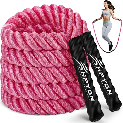 Miniatura 9 de HPYGN Cuerda de saltar, cuerda de saltar pesada para hombres y mujeres, 2.8 libras, 3.8 libras, 5 libras, cuerda de saltar pesada para ejercicio