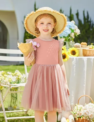 Miniatura 5 de Arshiner Vestido tutú de verano para niñas pequeñas, de tul sin espalda, para fiesta, cumpleaños, vestidos de algodón, 2-6 años