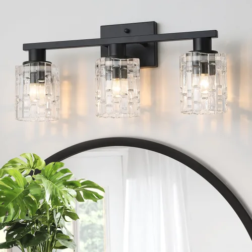 Miniatura 10 de 2 luces de tocador de baño de oro cepillado sobre el espejo, iluminación moderna de tocador con pantalla de cristal de cristal, accesorios