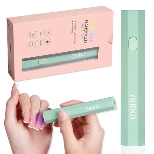 Miniatura 12 de AILLSA Mini luz UV para uñas, lámpara LED de mano para uñas, pequeña lámpara de uñas de gel, portátil, de secado rápido, inalámbrica para regalo