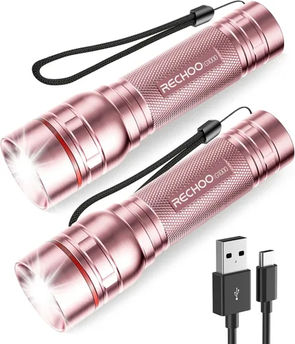 Miniatura 12 de RECHOO Linterna recargable, 1 unidad, luz brillante de grado militar, altos lúmenes con enfoque ajustable y 3 modos de iluminación, linterna LED