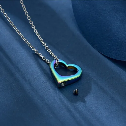 Miniatura 98 de constantlife Joyería de cremación para cenizas – Colgante de corazón conmemorativo collar de urna conmemorativa soporte para cenizas de acero
