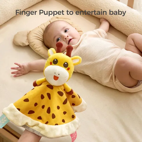Miniatura 4 de TUMAMA - Manta de seguridad para bebé, manta de terciopelo suave con lunares de peluche y anillos de dentición, artículos esenciales para recién
