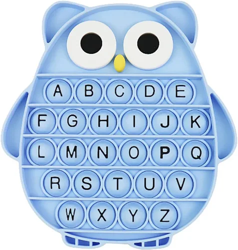 Push Pop Bubble Fidget juguete sensorial de silicona para aliviar el estrés, ABC alfabeto búho, herramientas educativas de aprendizaje para niños