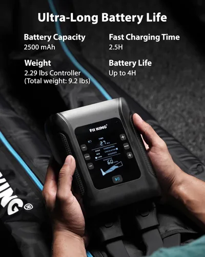 Miniatura 5 de FIT KING Sistema Profesional de Recuperación de Piernas con Compresión de Aire, Botas de Masaje de Compresión de Piernas Recargables y Sin Cable