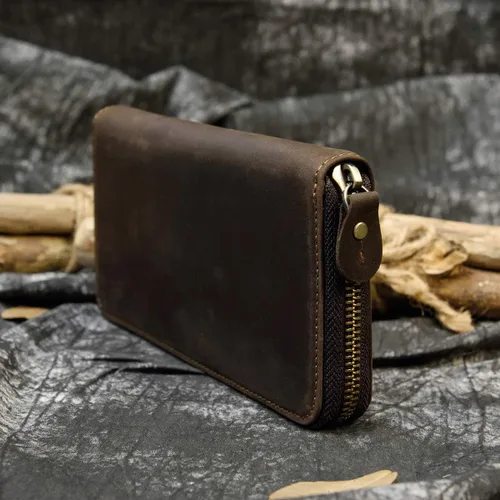 Miniatura 6 de LUUFAN Billetera larga de cuero genuino para hombre, cartera plegable grabada