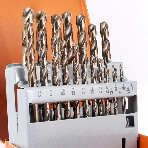 Miniatura 14 de Brocas de cobalto de 1/8 pulgadas (13 unidades), acero de alta velocidad M35, punta de 135 grados, juego de brocas helicoidales de longitud Jobber