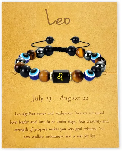 Miniatura 11 de Zodiac Triple Protection Bracelet Evil Eye Hematite Obsidian Tiger Eye Chakra Healing Crystal Bead for Men Women Good Luck Spiritual Jewelry