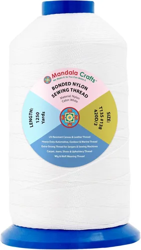 Miniatura 139 de Mandala Crafts - Hilo de nailon para coser cuero, tapicería, mezclilla y para trenzar el pelo; resistente, 1500 yardas, tamaño 69 T70 Marrón